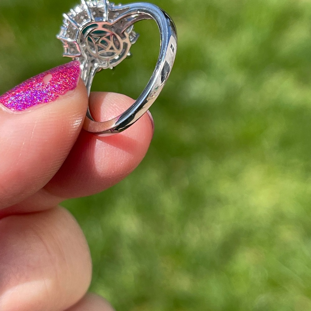 Grandidierite and Moissanite Halo Ring - Picture 5 of 7